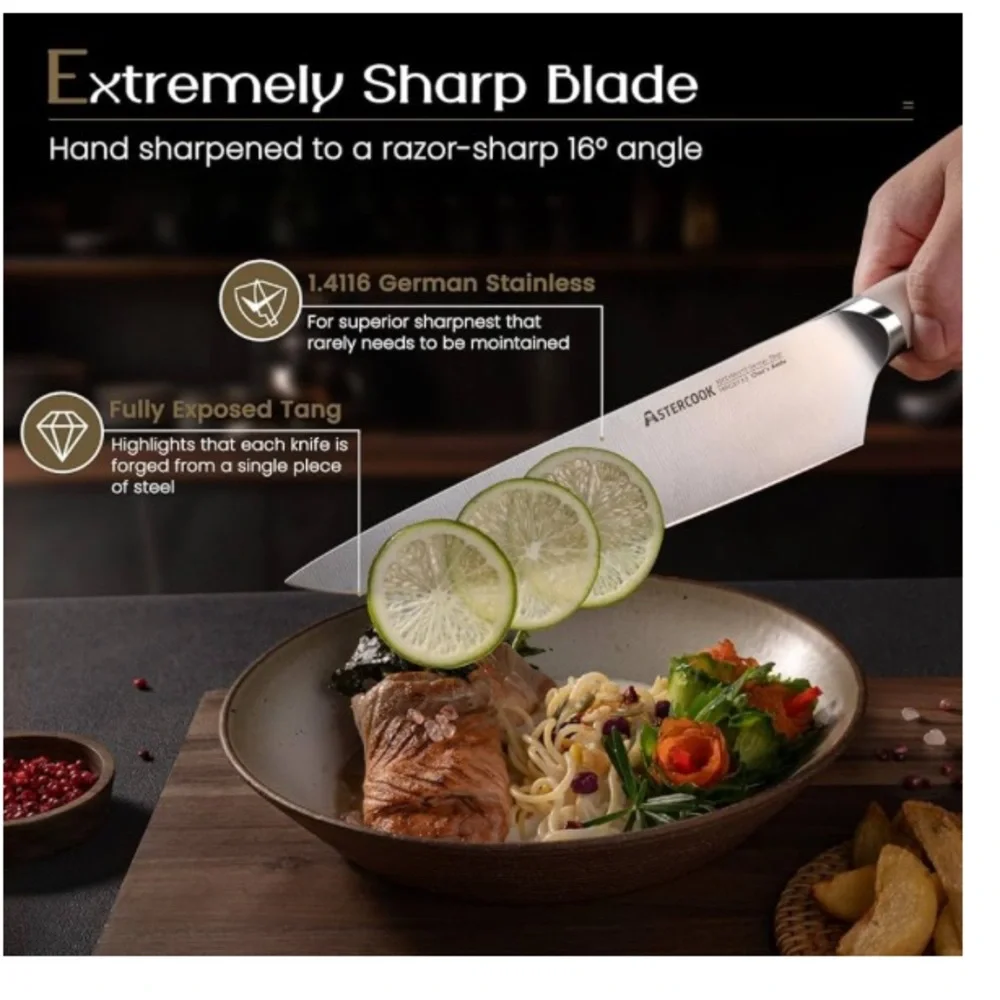 German Butcher Block 15 piece Kitchen Knives Set